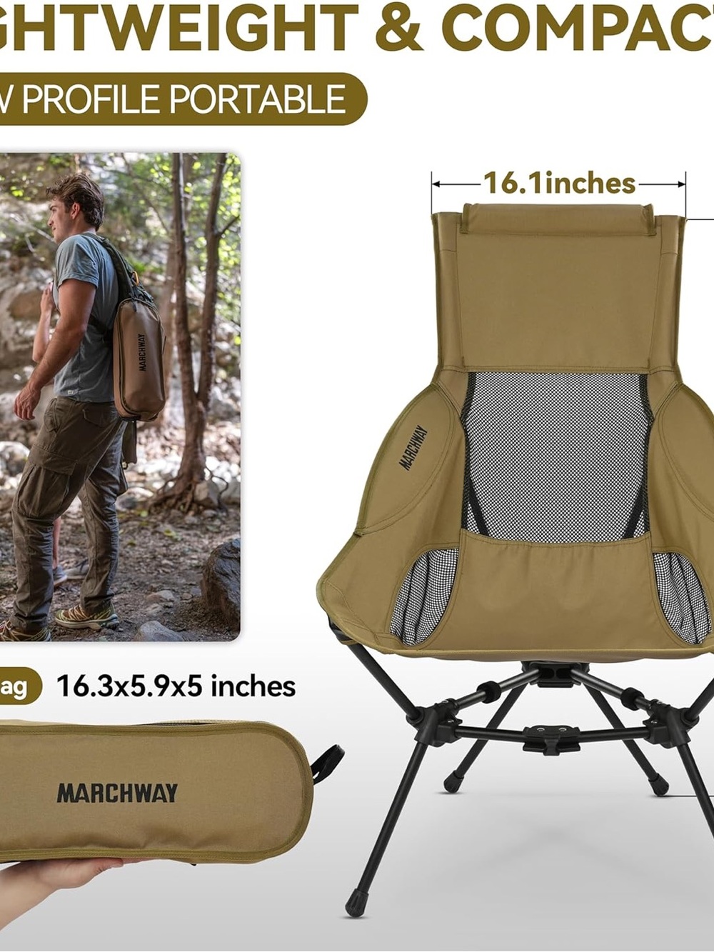 Marchway Portable Lightweight Folding Camping Chair - Blue